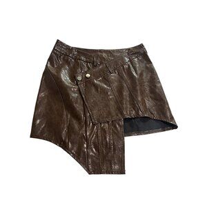 Leoroo Faux Leather Mini Skirt in Brown